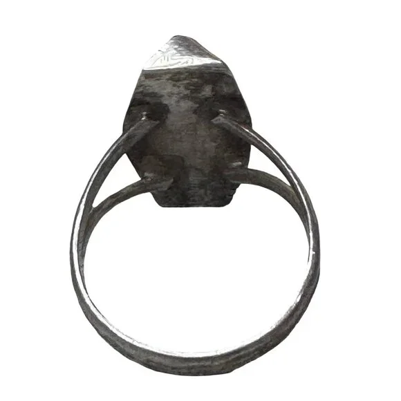 Vintage Modernist MCM Sterling Silver Ring Black Onyx Marquise Cut Stone Size 8 - Picture 4 of 10